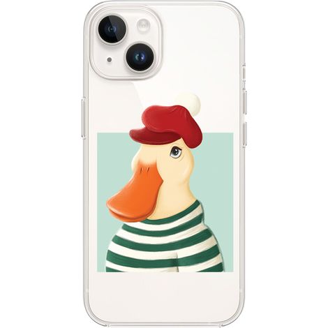 Custodia per iPhone 13, trasparente, in silicone Flexi, a forma di anatra (1/5)