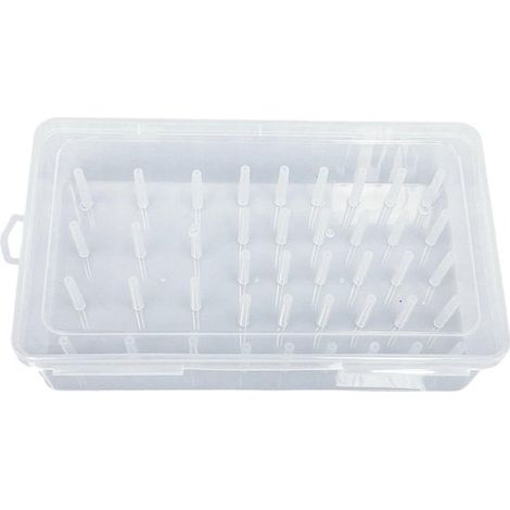 Caja para guardar hilos de coser - Plástico - Organizador - Cesta para manualidades - Capacidad para 42 carretes - 23,7 x 13,7 x 6,6 cm - Transparente (1/5)