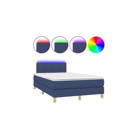 Sommier à lattes de lit avec matelas LED Bleu 120x200 Tissu (1/5)