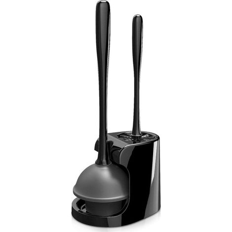 ZOLGINAH Ensemble de Déboucheur Ventouse et Brosse WC pour Le Nettoyage de la Salle de Bain, Noir, 1 Ensemble (1/5)