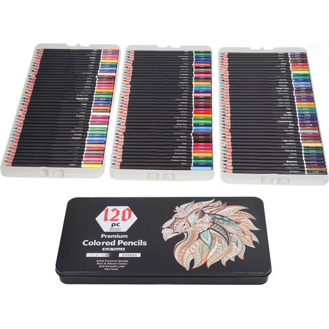 Lot de 120 crayons de couleur vifs et sûrs, coffret professionnel avec boîte de rangement pour dessin à la maison et à l'école (1/5)