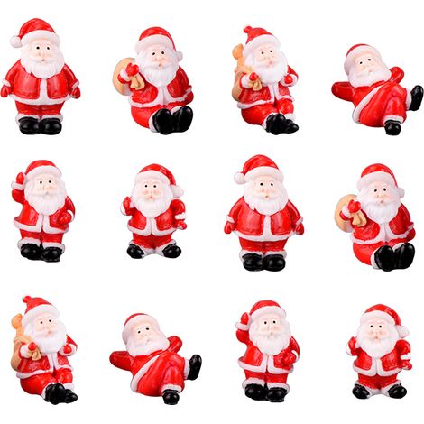 12 figurines de Noël miniatures Père Noël, décoration de table en résine, accessoires de jardinage, cadeaux de Noël pour enfants et amis