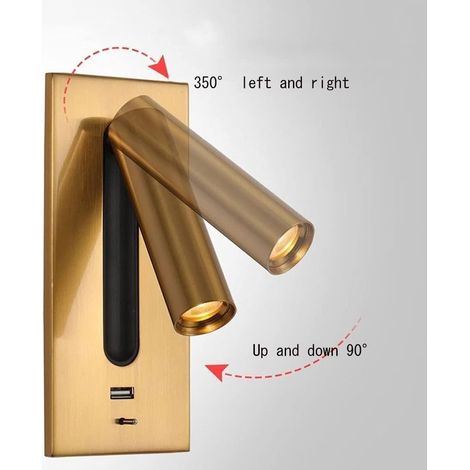 Wandleuchte, verstellbare LED-Wandlampe, fokussierte Leselampe, moderne Wandleuchte mit USB-Ladeanschluss für Wohnzimmer, Schlafzimmer, Hotel, weiß