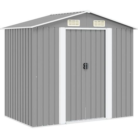 Capanno per Attrezzi in Metallo Grigio 204x132x186 cm vidaXL