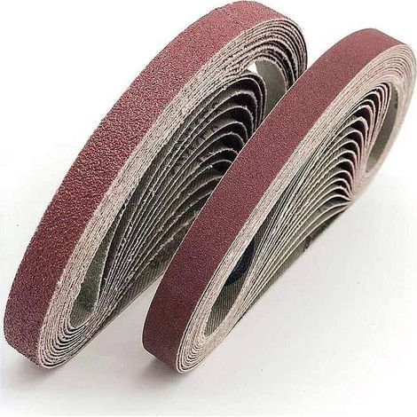 Bande abrasive 13x457 mm.5 sortes de gravier mixte (6X40 /80/120/180/320).Ensemble de Bandes Abrasives,pour Black & Decker Powerfeileponceuses à bande(30 pièces) (1/5)