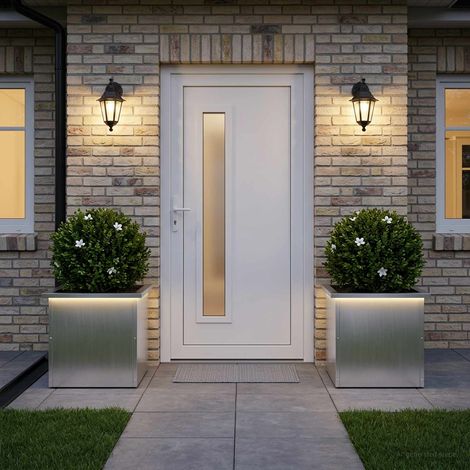 vidaXL Jardinera para jardín con luces LED 2 uds. Plateado (1/5)