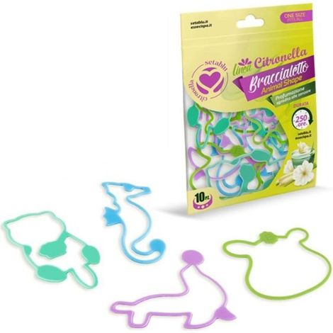 TrAdE Shop Traesio - Set 40pz Da 10 Bracciali Braccialetto Citronella Animal Shape Repellente Antizanzare 023830 - (1/2)