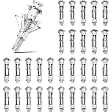 20 Pièces M6 x 37 mm Cheville Métalliques à Expansion, Fixation d'Objets Légers, pour 3-20 mm Plaques de Plâtre Creuses, Murs Creux (1/5)