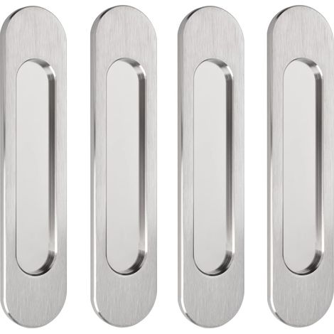 Lot de 4 Poignées de Porte Coulissante Ovales Auto-Adhésives En Alliage D'Aluminium Sans Perforation pour Portes Coulissantes de Grange, Fenêtres et Armoires (1/5)