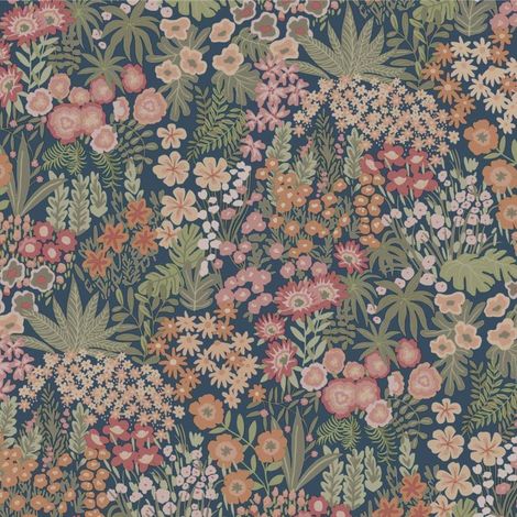 Holden Everbloom Navy Multi Wallpaper Retro Flowers Botanical Paste The Paper (1/4)