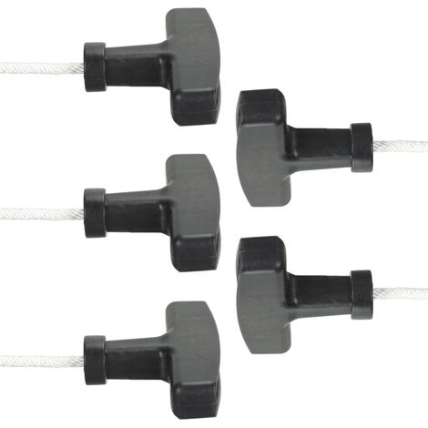 Lot de 5 cordons de démarrage pour tondeuse à gazon, 125 cm, poignée blanche et poignées noires, pour générateur à essence. (1/5)