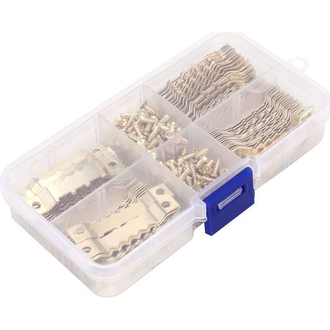WJ-30021 100 crochets de suspension double face en dents de scie pour cadres photo, 200 vis incluses (1/5)