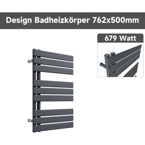 SONNI Handtuchwärmer heizkörper Handtuchtrockner Panel Vertikale Badheizkörper Seitenanschluss Handtuchhalter Anthrazit 76x50cm