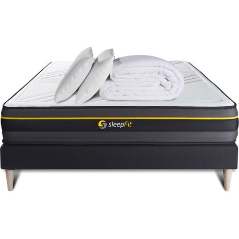 Komplettpaket Bett - Matratze 140x190 cm + Boxspringbett mit Lattenrost (im Set) + 2 Kopfkissen + Bettdecke - Active (1/5)