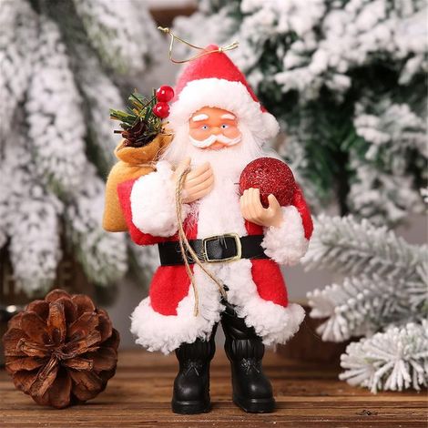 Figuras de Papá Noel, figura de Papá Noel de pie de 20 cm, adorno navideño, figuras coleccionables, estatua decorativa para el hogar y la cocina. (1/5)
