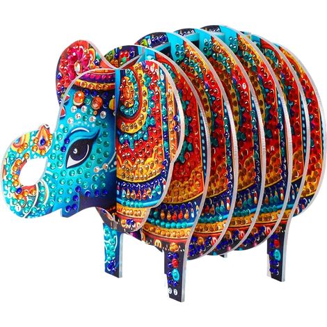 Kit de sous-verres 5D à faire soi-même avec motif animal - Avec support - Design en strass - Antidérapant - Pour débutants et adultes - Matériaux de bricolage créatifs (1/5)