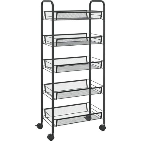 Carrito de cocina 5 niveles hierro negro 46x26x105 cm vidaXL