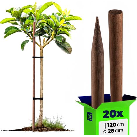 Filiyano – support Fi 28 mm – Bâtons en bois KADAX, poncés et imprégnés, 120 cm, bâton de support Fi 28 mm, lot de 20 (1/5)