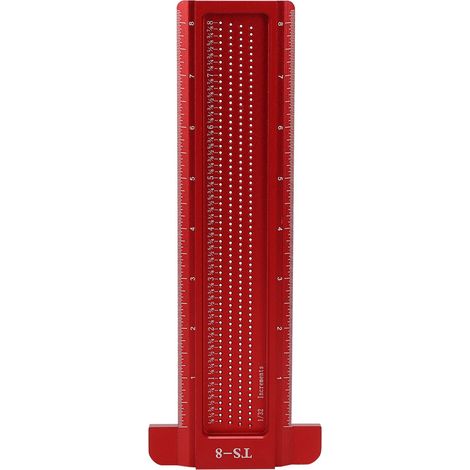 Règle de trou pour le travail du bois TS-8, outil de mesure en forme de T en aluminium, Mini graveur pour le matériel (rouge) (1/5)