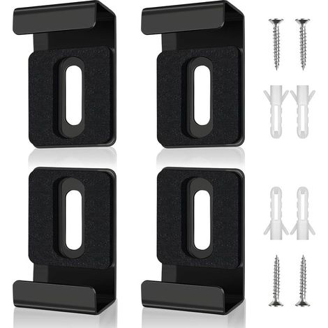 Fixation Miroir, 4 Pièces Supports de Miroirs Muraux, Large Trou Unique Fixation Mural pour Miroir, Noir, pour des Miroirs d’une Épaisseur de 17 à 19 mm