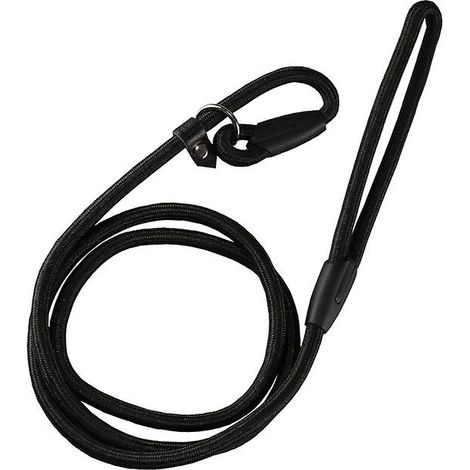 Laisse réglable en nylon pour chien, idéale pour les promenades et l'éducation, avec boucle et collier antidérapants - Noire, Grande (1/5)