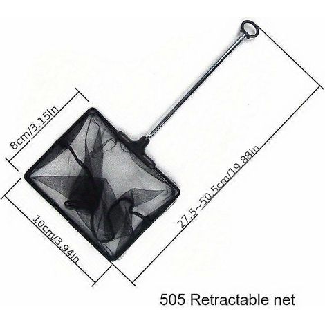 Épuisette pour aquarium, maille fine de 15 cm, manche rétractable de 23 à 61 cm, manche en acier inoxydable, modèle Aqu 505 (1/5)