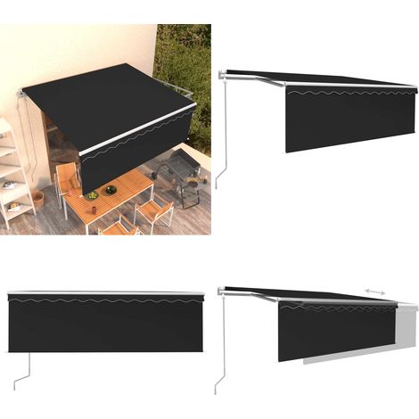 Markise Automatisch Einziehbar mit Volant 4x3 m Anthrazit - Gartenmarkise - Außenmarkise - Sonnenschutz - Terrasse - Patio - Home & Living (1/5)