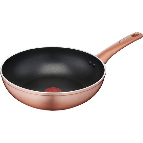 Wok Ramata - Extérieur effet cuivre - Aluminium antiadhésif - Diamètre 28 cm - Noir (1/5)