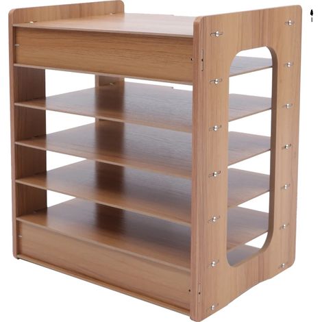 Organizador de papel, diseño de 7 niveles, construcción duradera, color madera natural. (1/2)