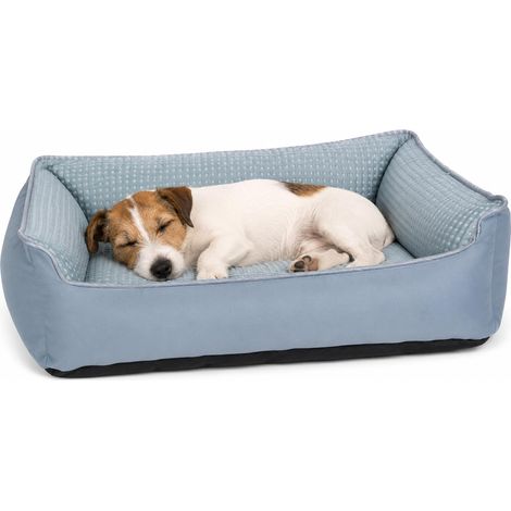 Panier Chien - Coussin Chien et Chat - Tapis rafraichissant - Panier Rectangulaire Bleu - Housse Amovible - Antidérapant - Frais en Été et Confortable en Hiver - 65 x 50 cm (1/5)