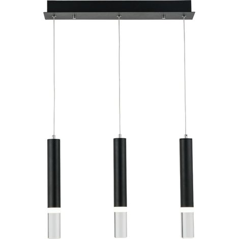 Suspension industrielle noire Gwen LED 3 tubes 100cm