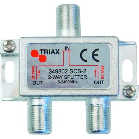 Répartiteur 2 directions 5-2400 MHz – 2 sorties avec passage DC – Pertes d'insertion ≤ 4,5 dB – Isolation ≥ 20 dB – Triax - SCS-2