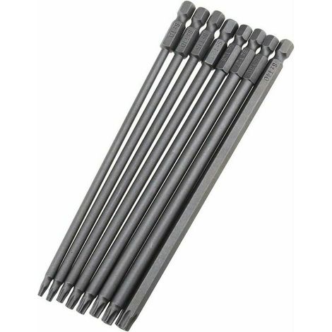 Tournevis porte-embout Lot de 8 embouts de tournevis Torx extra longs T8 T10 T15 T20 T25 T27 T30 T40 pour tournevis éectrique manuel