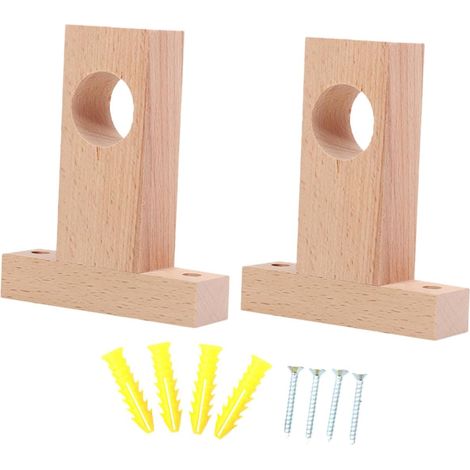 Set di 2 staffe per asta per tende in legno massello traforato - Staffe decorative robuste per bagno e finestre
