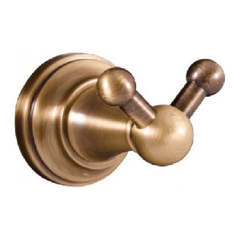 Patère double rétro MORAVA en laiton bronze 7,85x5,85x5,95 cm (1/2)