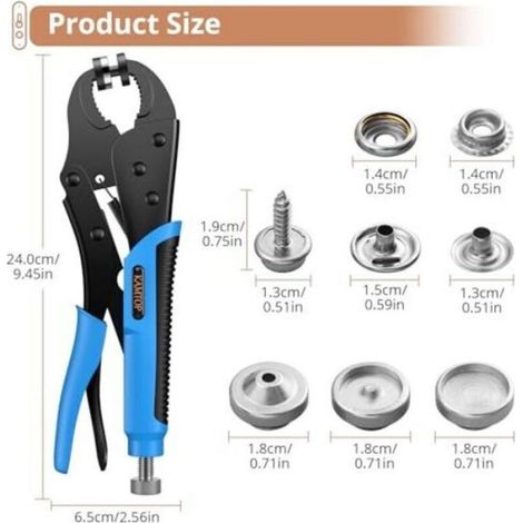 Pince perforatrice boutons pression - Acier 45 trempé 3 matrices interchangeables - Réparation cuir et toile (1/5)
