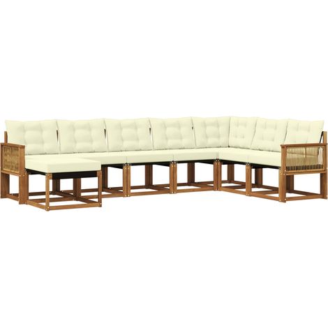 Outdoor Sofa Set 8 pcs Natural and Cream vidaXL (1/5)