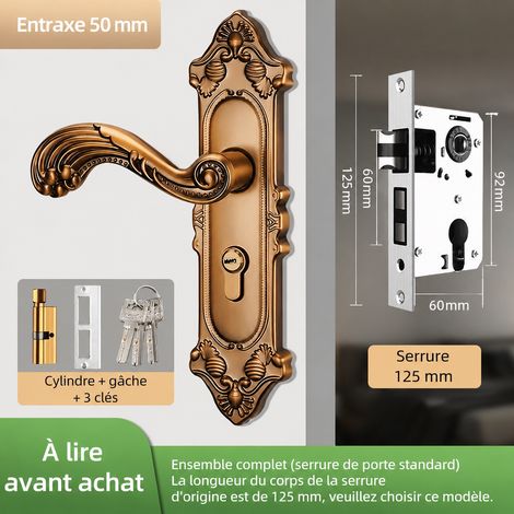 Serrure à poignée bronze jaune avec plaque réglable et boîtier trois pênes 125/60 125 60 réf 6079 26 × 16 × 8 cm 1,2 kg – Livraison gratuite