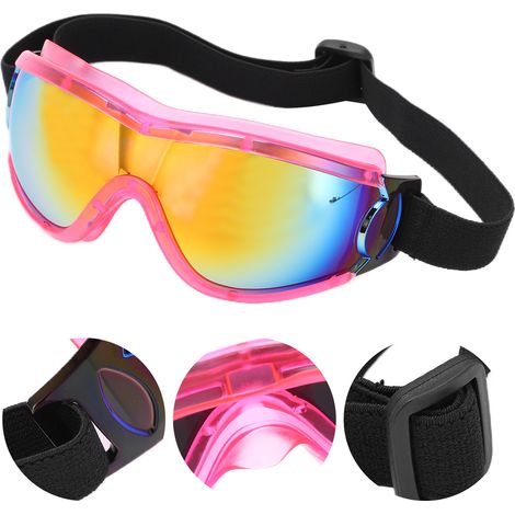 Lunettes de protection enfant anti-éclaboussures et protection UV avec étui de rangement, monture rose, film rouge imitation (1/5)