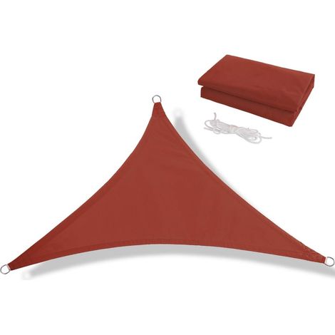 Voile d'ombrage triangulaire imperméable 3,6x3,6x3,6 mètres Bloque les rayons UV Convient pour terrasse pare-soleil Carport Rouge rouille (1/5)