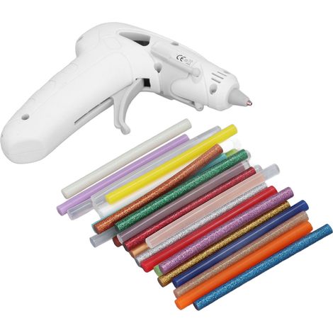 Pistolet à colle chaude sans fil rechargeable, mini pistolet à colle à chauffage rapide avec 30 bâtonnets, 3 V - 4,7 V, blanc (1/5)