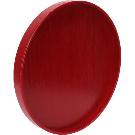 Plateau rond en bois rouge de qualité alimentaire pour fruits et couverts, 27 cm, idéal pour la cuisine, la maison et les restaurants. (1/5)