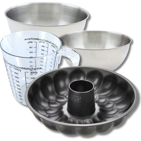 Set pâtisserie avec moule à pain à cheminée 32 cm, 2 bols à mixer, verre mesureur et spatule Zenker (1/5)