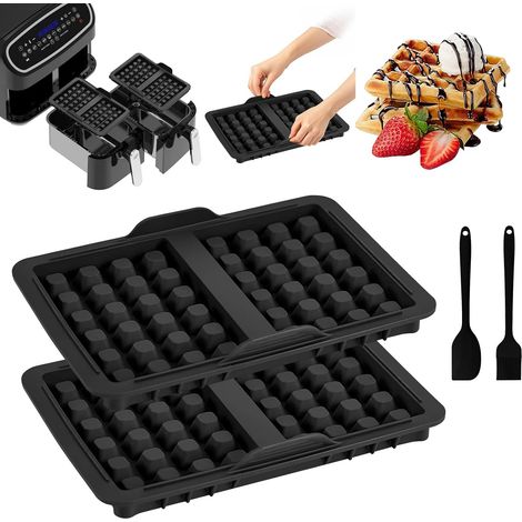 Moule Gaufre Air Fryer Ninja - 2 Accessoires pour Gaufres Belges en Silicone avec Pinceau pour Ninja AF300EU AF400EU AF451EU SL400EU AF500DE Insert D'accessoires pour Friteuse à Air, Micro Ondes, Four (1/5)