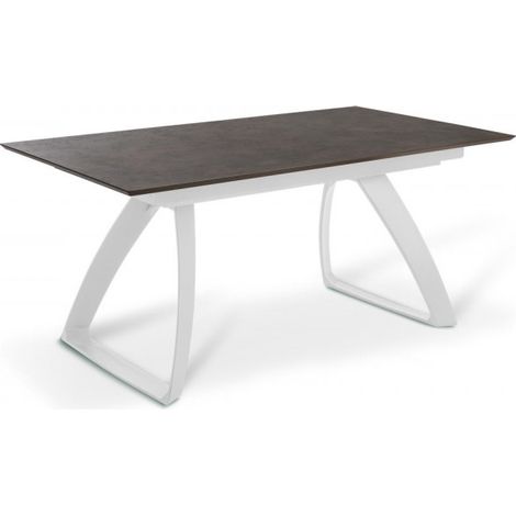 Mesa Extensible - Barret - 90cm x 170/270cm x 76cm - HPL Ruggine y Aluminio Blanco (1/3)