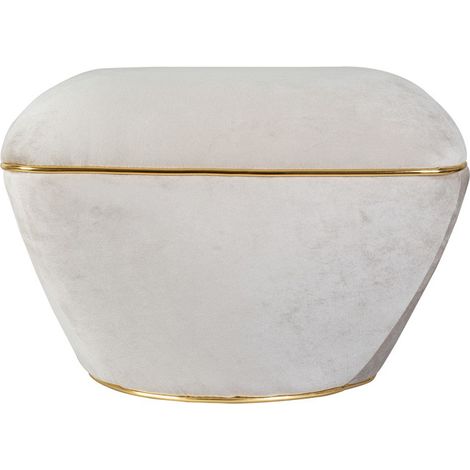 Pouf di design Contessa in tessuto taupe e oro (1/3)