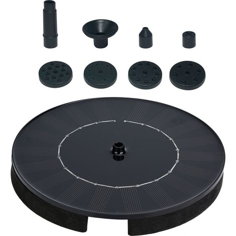 1 Fontaine solaire, Pompe immergée, 5 buses interchangeables, Pour bassin, piscine, jardin, Oxygénation eau (1/5)