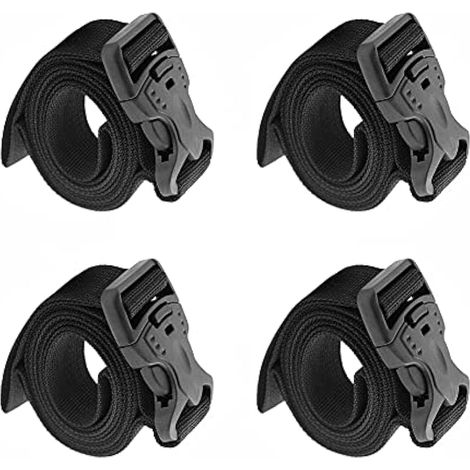 Lot de 4 Sangles de Sac à Dos réglables et Robustes avec Boucle à dégagement Rapide pour Le Camping en Plein air ou Une Utilisation Quotidienne (Noir) (1/4)