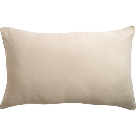 Taie d'oreiller en lin beige pour chambre, linge de lit de dimensions 50 x 75 cm - PANGIVO (1/3)