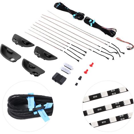 Ruban LED d'ambiance 8 couleurs, éclairage décoratif pour BMW Série 5 F10/F11 2010-2016, coque de porte noire, kit lumineux intérieur (1/5)